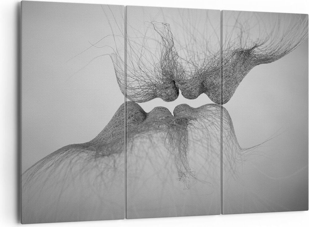 Bild auf Leinwand - Leinwandbild - 3 Teile - Kuss Liebe Paar - 165x110cm - Wand Bild - Wanddeko - Wandbilder - Leinwanddruck - Bilder - Wanddekorat...
