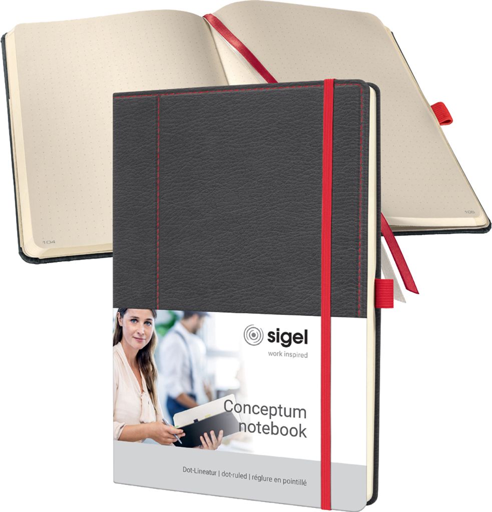 SIGEL CO697 Notizbuch Conceptum - Design Casual - punktkariert (Dot-Lineatur) - ca. A5 - grau, weiß - Hardcover - 194 S. - PEFC-