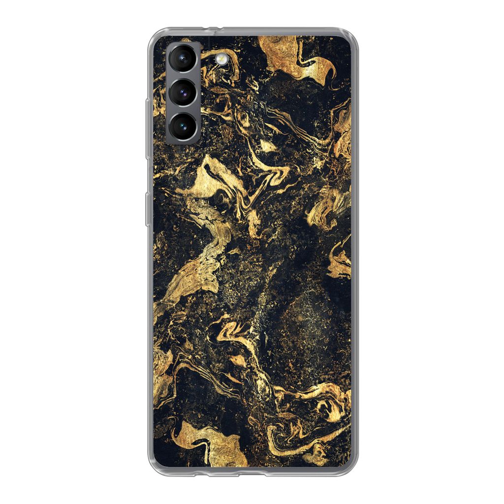 MuchoWow Handyhülle Schutzhülle Hülle für Samsung Galaxy S21 Plus Marmor - Luxus - Gold Silikon Softcase Handy Hülle - Handy-Tasche