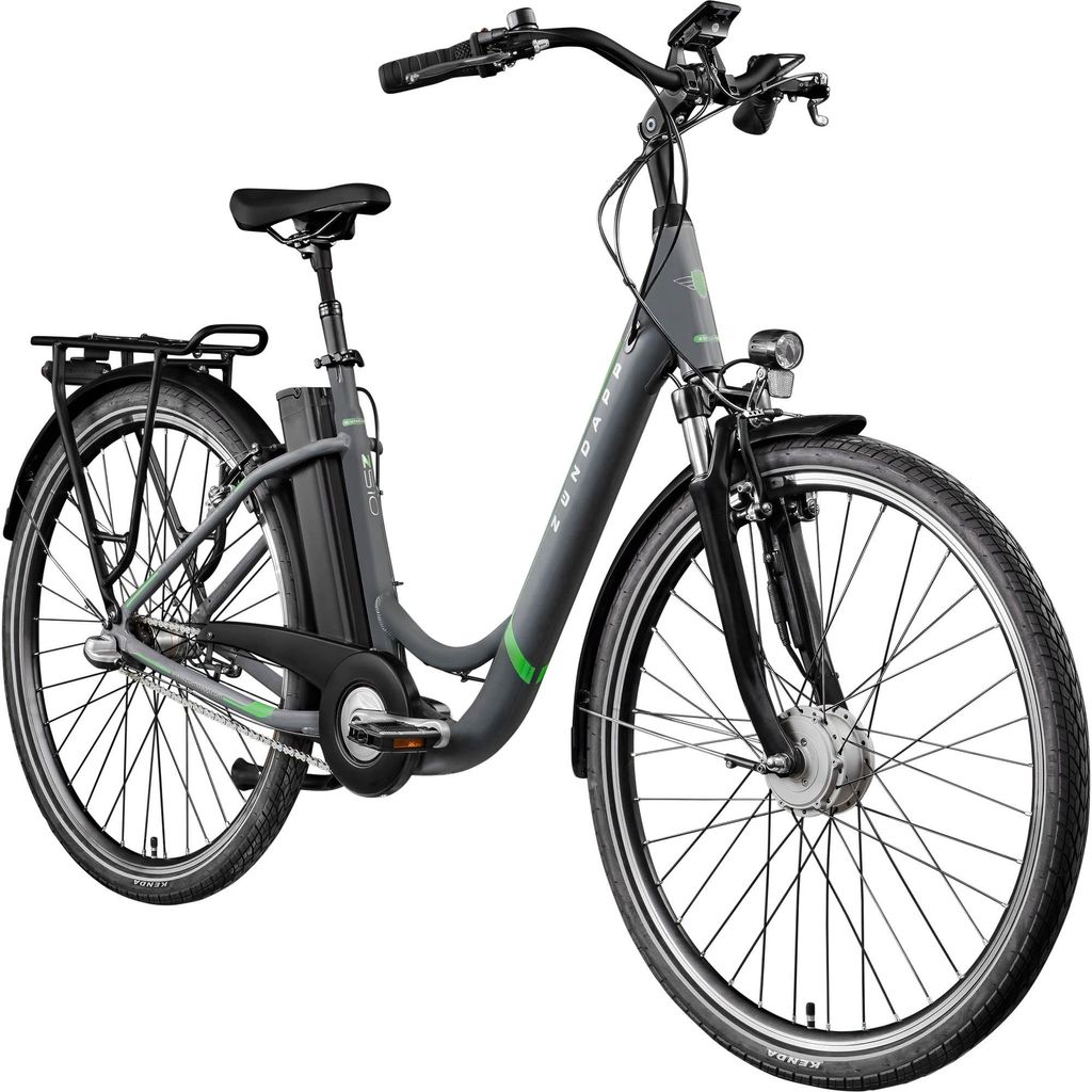 Zündapp Z510 E Bike 28 Zoll Damenfahrrad ab 155 cm mit 3 Gang Nabenschaltung und Rücktrittbremse grau/grün