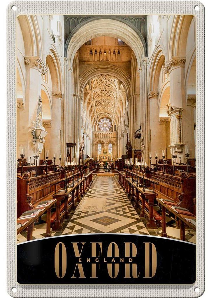Blechschild Reise 20x30cm Oxford England Europa Kirche innen