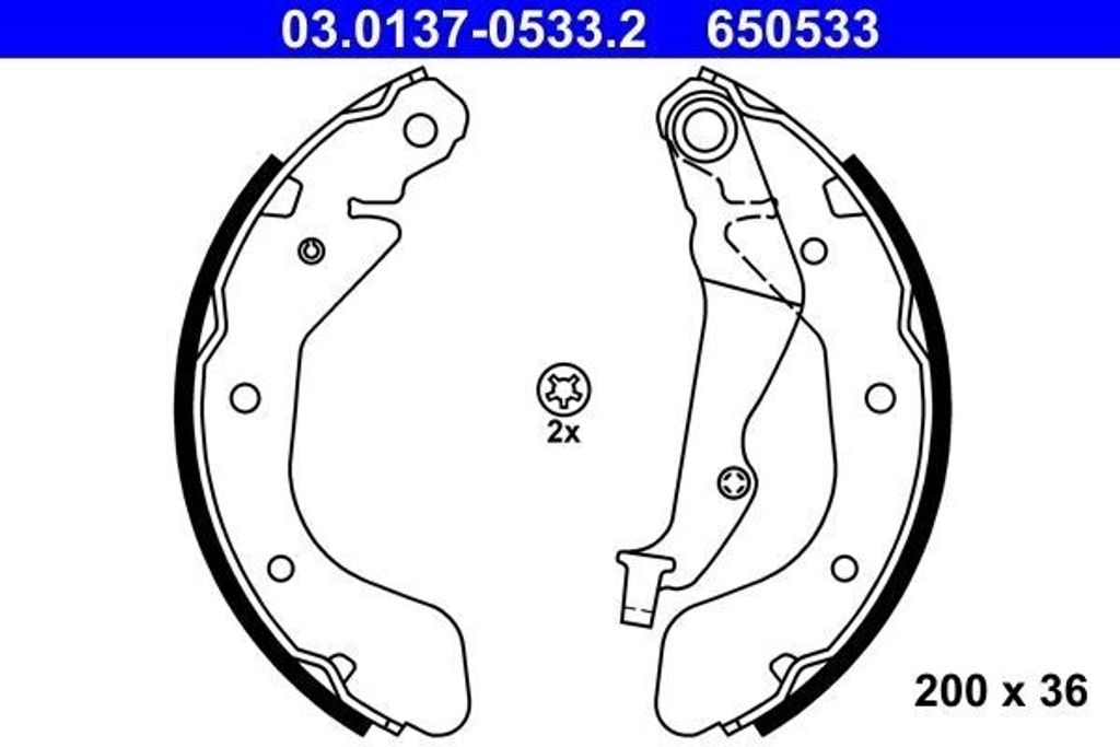 ATE Bremsbackensatz Trommelbremse Hinten für OPEL Karl (C16) 200mm 03.0137-0533.2