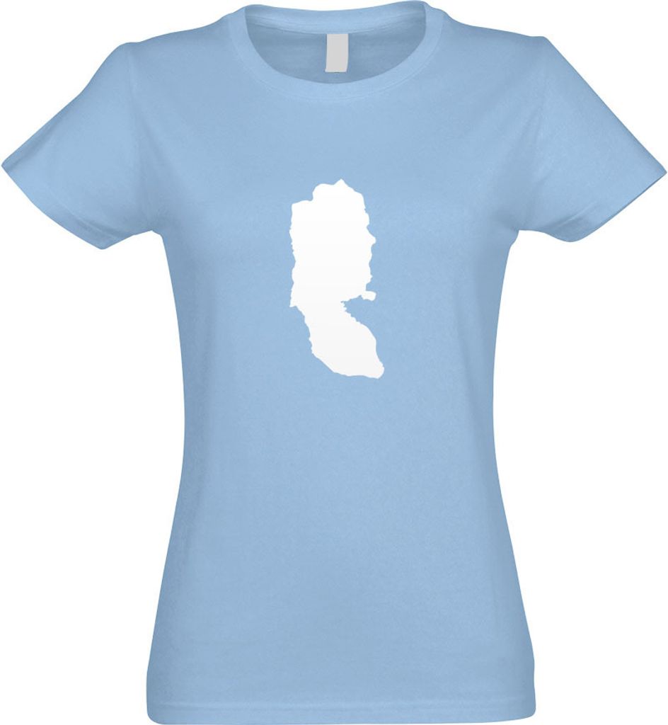 Kiwistar - T-Shirt tailliert - Damen - himmelblau - Westjordanland Umriss Kontur - mit Motiv Bedruckt - Funshirt Design - Sport - Freizeit - Damen - S