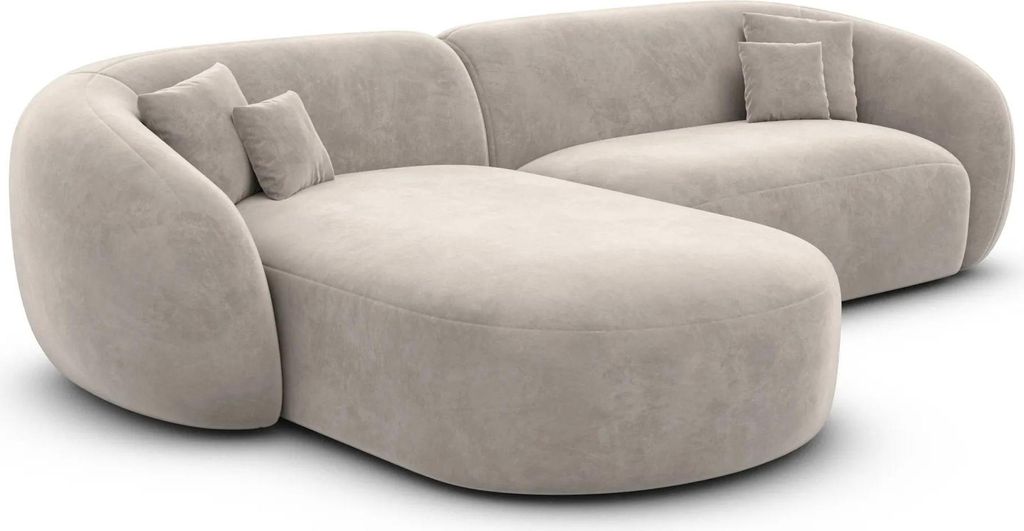 Samtstoff L-Form Sofa Gaia Sand Links