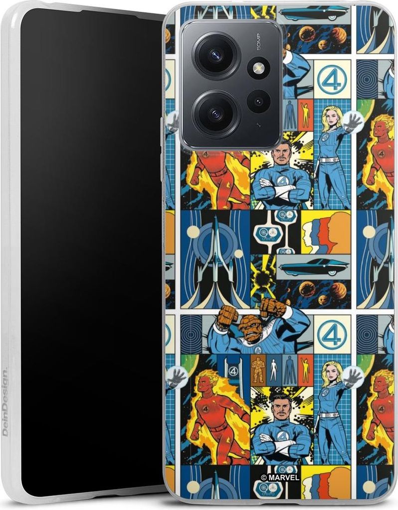DeinDesign Slim Hülle für Xiaomi Redmi Note 12 4G Silikon Case Ultra Dünn Handyhülle Offizielles Lizenzprodukt Marvel The Fantastic Four