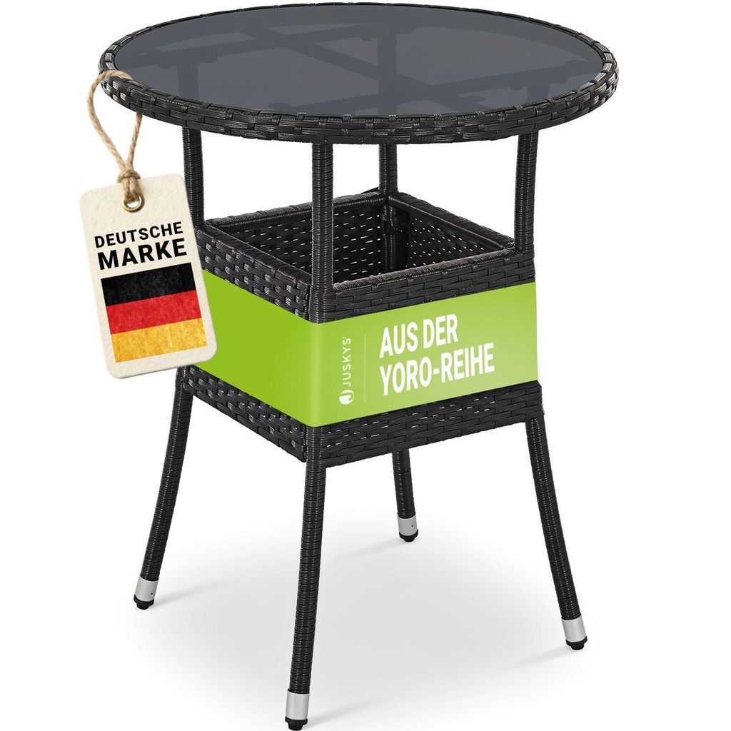 Juskys Polyrattan Gartentisch Yoro rund - wetterfest Ø 60 Produktbild 