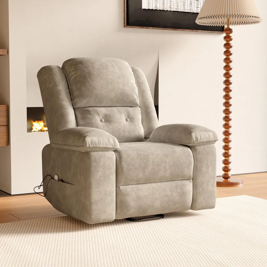 Fauteuil de massage électrique inclinable et chauffant marron - Modèle Zen