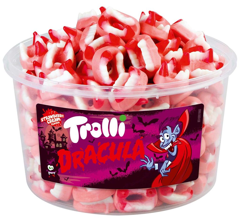 Trolli Dracula Sucre mousseux et gomme fruitée dentition Image du produit 
