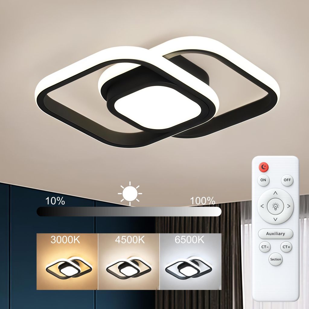 Czarna lampa sufitowa LED 42W Ø30cm, nowoczesna lampa Zdjęcie produktu 