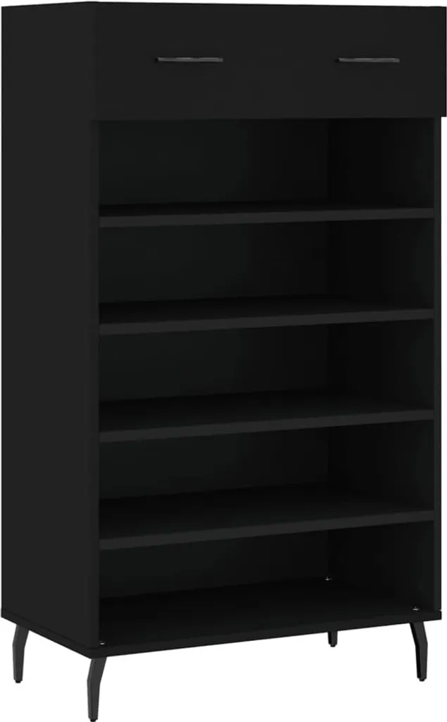 Scarpiera Nera Moderna 60x35x105 cm: Design in Legno per Ingresso