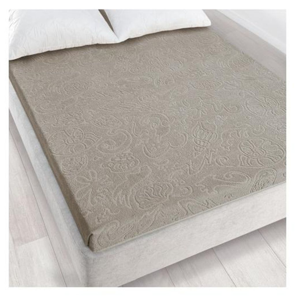 Spannbettlaken, Jacquard-Spannbettlaken, Frottee, hohe Qualität, Ohne Radiergummi 175x220 Beige