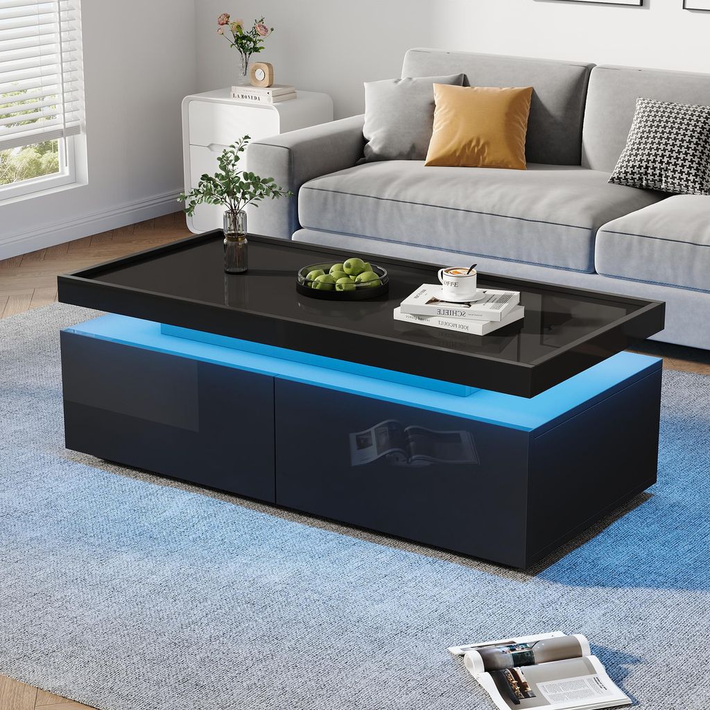 Stolik kawowy Sweiko 95x45x35cm, stolik do salonu z LED, Zdjęcie produktu 