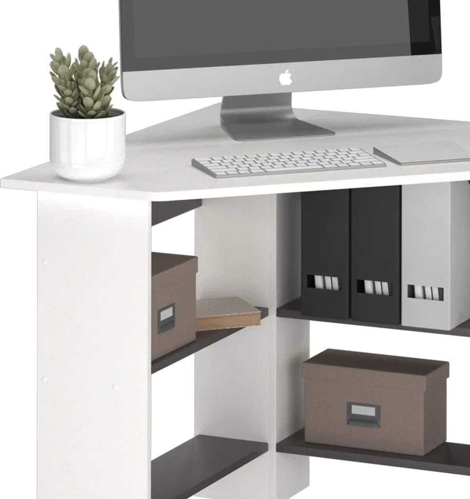 Bureau d'Angle Vicco Arion Blanc 90cm avec Plateau Robuste et Durable - 6