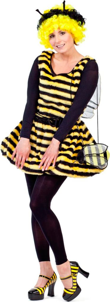 Fasching Damenkostüm Kesse Biene Gelb-Schwarz Flotte Biene Karneval S/M 38/42