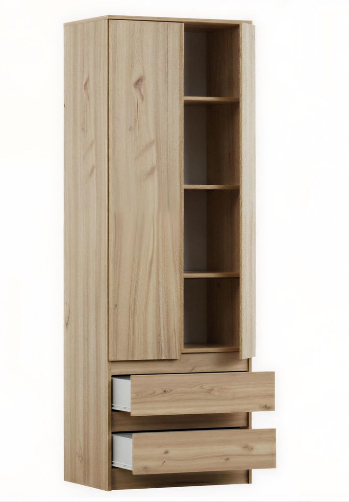 Szafa garderoba dwudrzwiowa 60 cm pojemna Dąb sonoma Zdjęcie produktu 