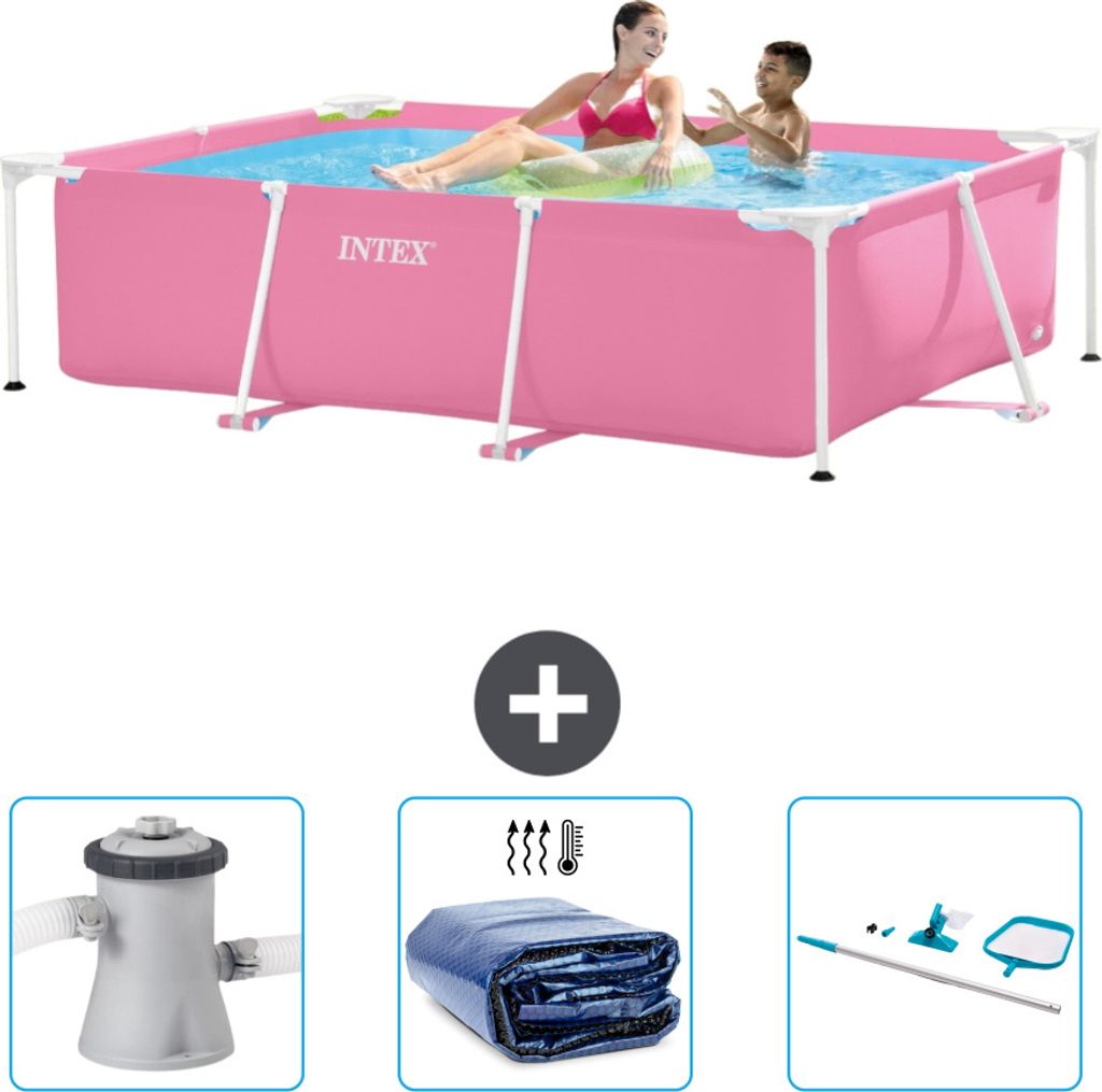 Rechteckiges Schwimmbecken - 220 x 150 x 60 cm - Rosa - Produktbild 