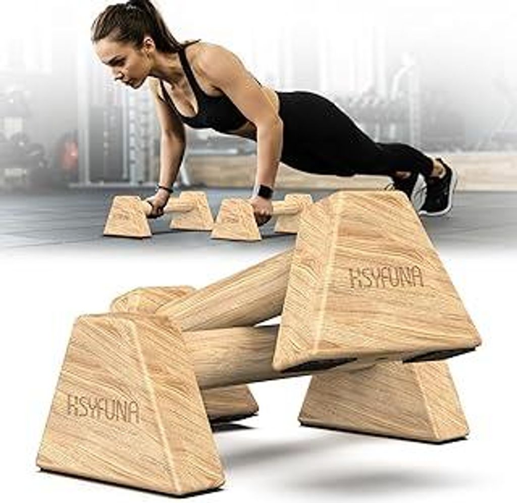 Liegestützgriffe Holz, Parallettes, rutschfeste Griffe Liegestütze, Push Up Stand Bars, Liegestützgriffe für Muskeltraining und Krafttraining, ...