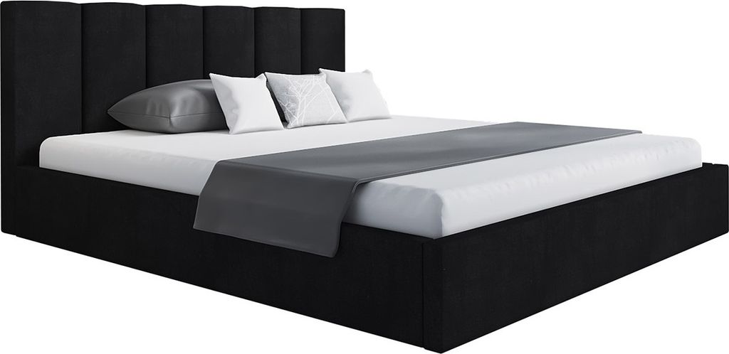 Polsterbett, 160x200 cm, Doppelbett, mit Bettkasten, mit Lattenrost, mit Kopfteil, Modern Bett, Robust, Elegant, Erstklassige Qualität, Slim-0, Gr...