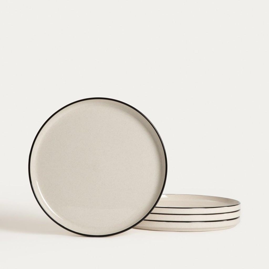 HOMLA Set AZRA Essteller mit schwarzem Rand 4er-Set