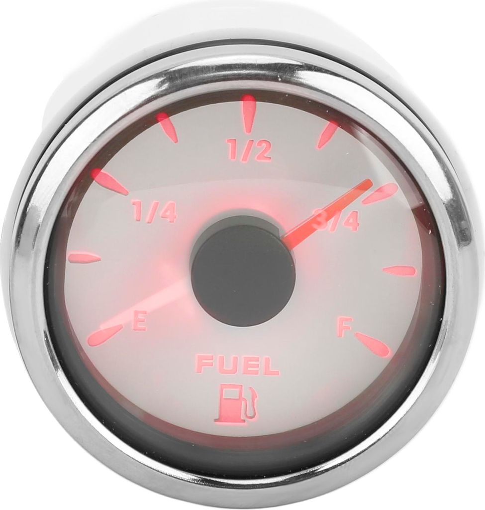 52MM Kraftstoffstandanzeiger 0?190 Kraftstofftankanzeige mit 7 Farben Hintergrundbeleuchtung für Auto, Boot, Wohnmobil, YachtWhite
