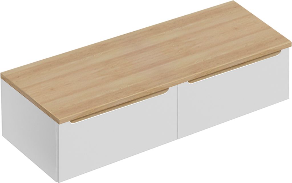 Waschtischunterschrank 120cm Livia mit 2 Schubladen, Weiß