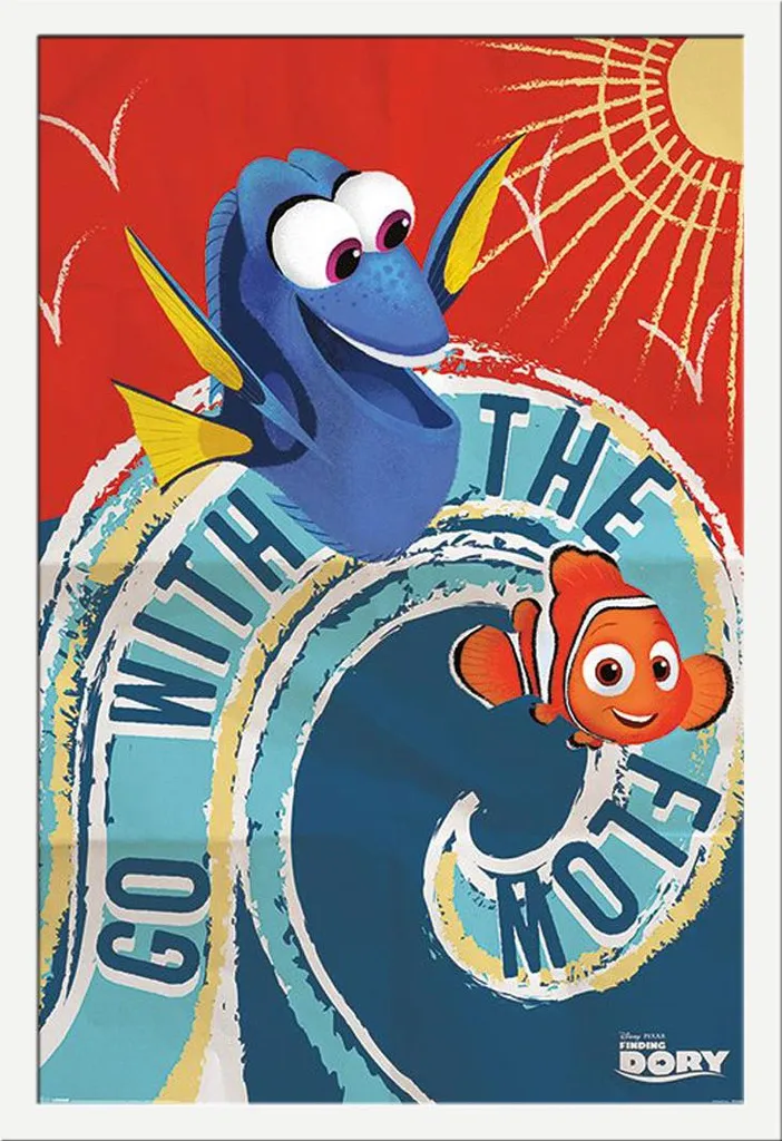 Poster Alla Ricerca di Dory 61x91,5 con Cornice Shinsuke Bianca MDF