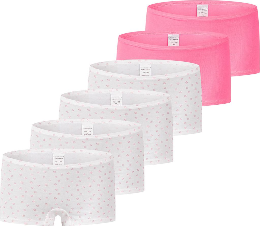 Schiesser 6er Pack Kids Girls 95/5 Organic Baumwolle Short Slip Extra bequemer Softbund - ohne Zwicken und Kneifen, Komfortabler Beinausschnitt, El...