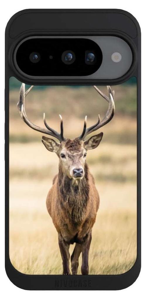 NIVOCASE Handyhülle für Google Pixel 10 Hülle NIVOpure Case Schwarz Hirsch Wald Wiese