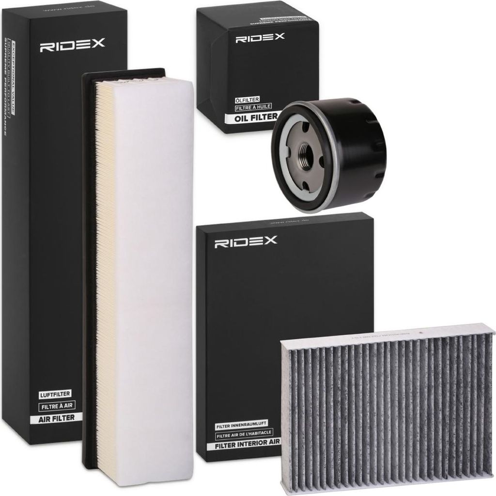 RIDEX Filterset Inspektionspaket Filtersatz passend für MERCEDES-BENZ 190 (W201) für RENAULT CLIO II (BB0/1/2, CB0/1/2) KANGOO (KC0/1) KANGOO Exp...