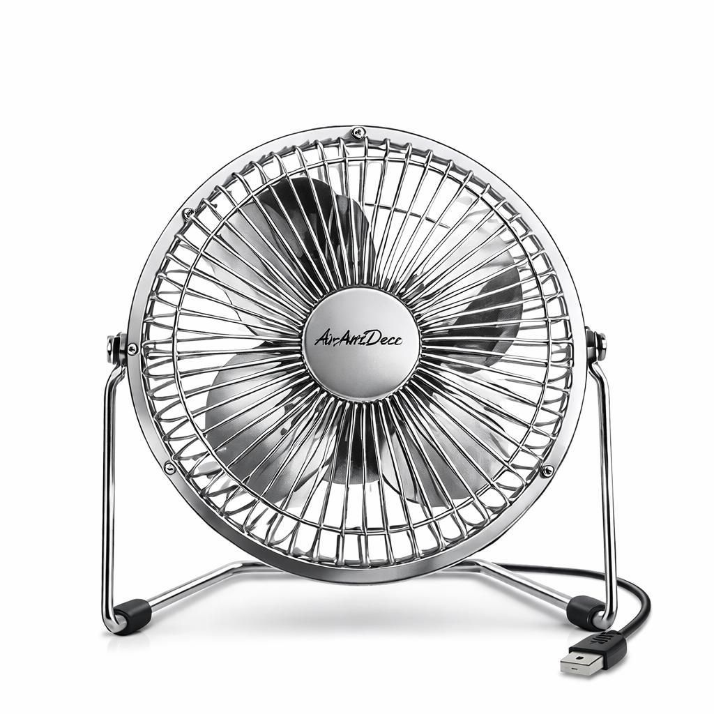 AirArtDeco 6" USB Metall-Schreibtischventilator Chrome – Produktbild 