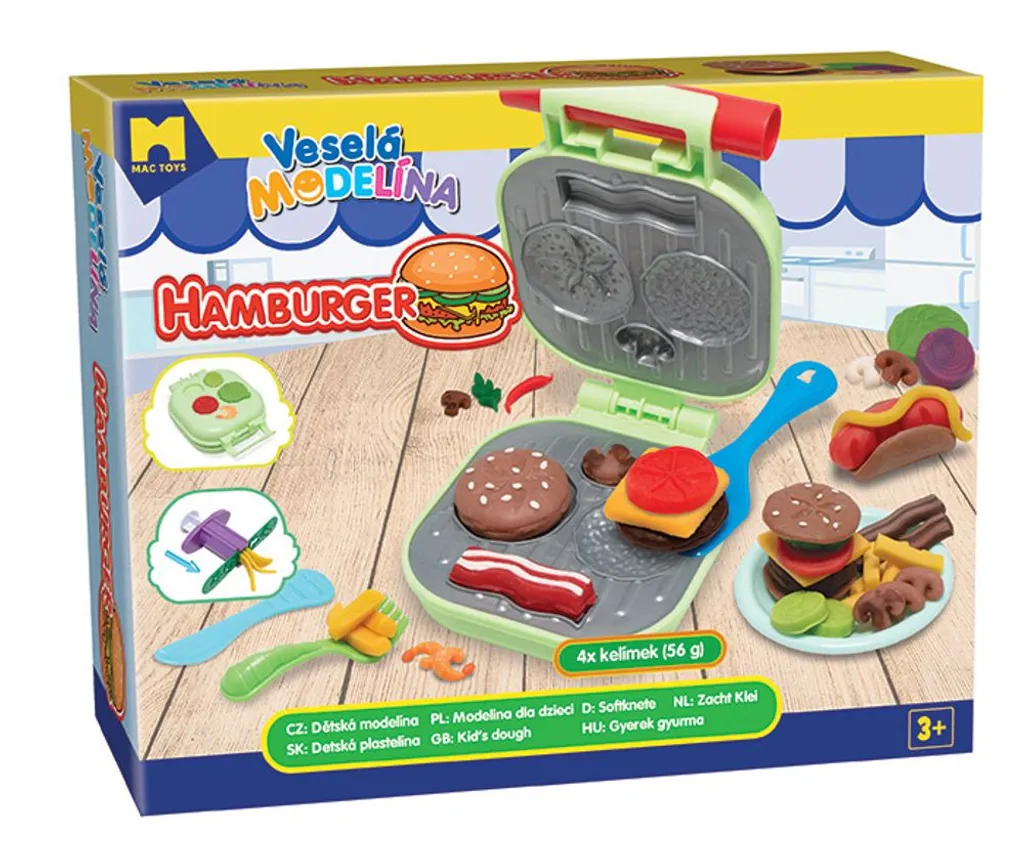 Regalo Creativo: Set Mac Toys Modelina Hamburger 4 vasetti da 56g