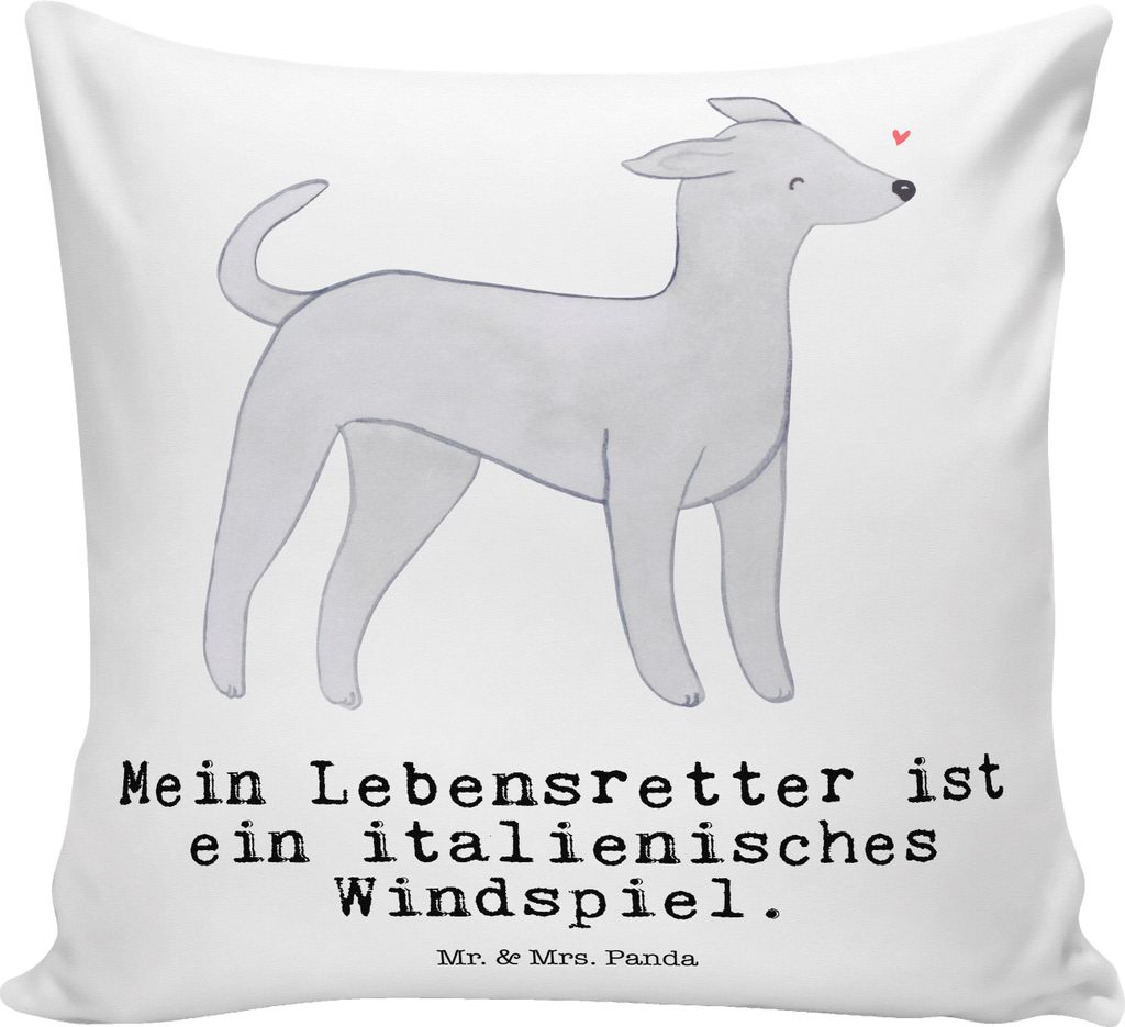 Mr. & Mrs. Panda Kuschel Kissen Italienisches Windspiel Lebensretter - Weiß - Geschenk, kuschelkissen 40x40, Sofa, Italian Greyhound, zierkissen, ...