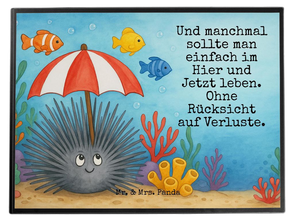 Mr. & Mrs. Panda Schreibunterlage Seeigel Design - Weiß - Geschenk, Meer, Achtsamkeit, tischauflagen, malunterlage, schreibtischunterlage, Selbsta...
