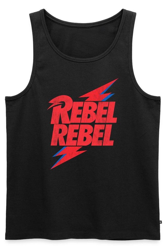 Spreadshirt David Bowie Rebel Rebel Mit Blitz Männer Premium Tank Top, XL, Schwarz