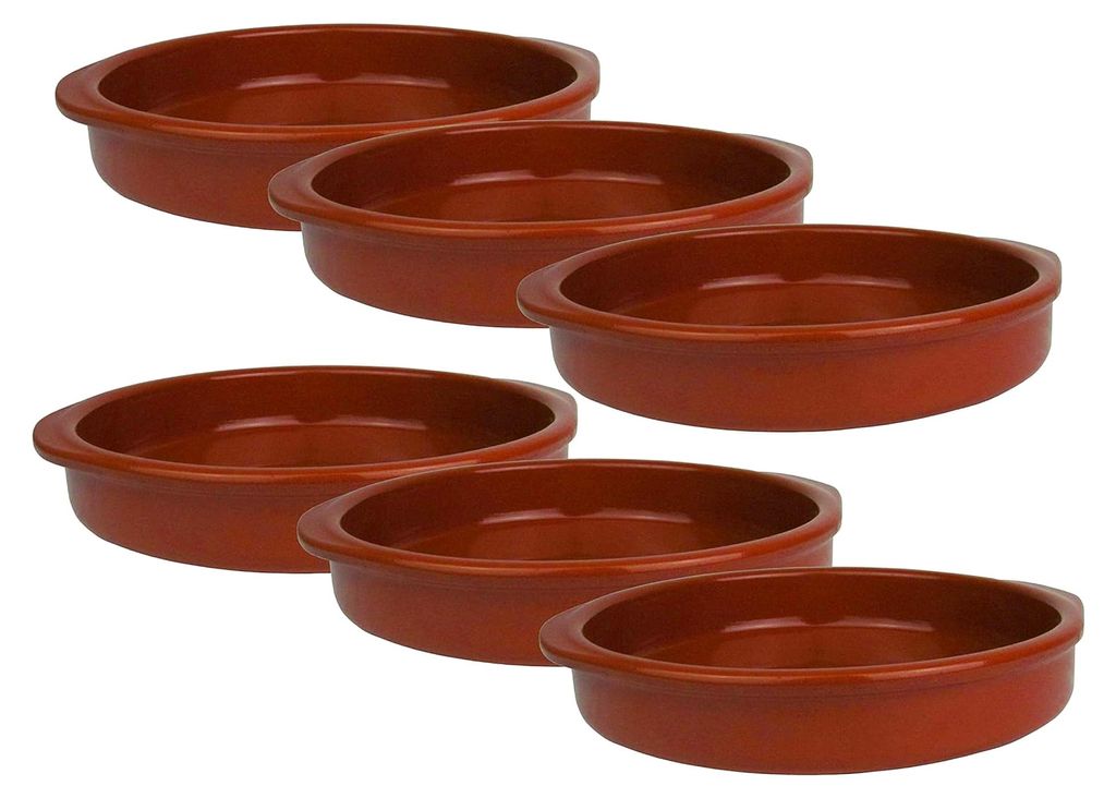 6er Set - Mediterrane Tapasschale - Rund aus Ton, pflegeleicht (6 Stück Ø20cm)