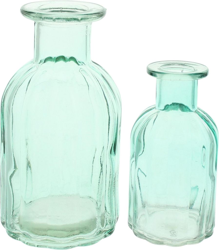 4x Vase Aqua türkis 10-19cm – Glas, Blumenvase, Vasenset Produktbild 