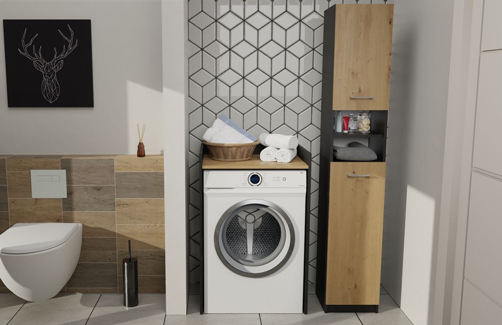 Waschmaschinenschrank freistehend langlebig mit Regal - Produktbild 6