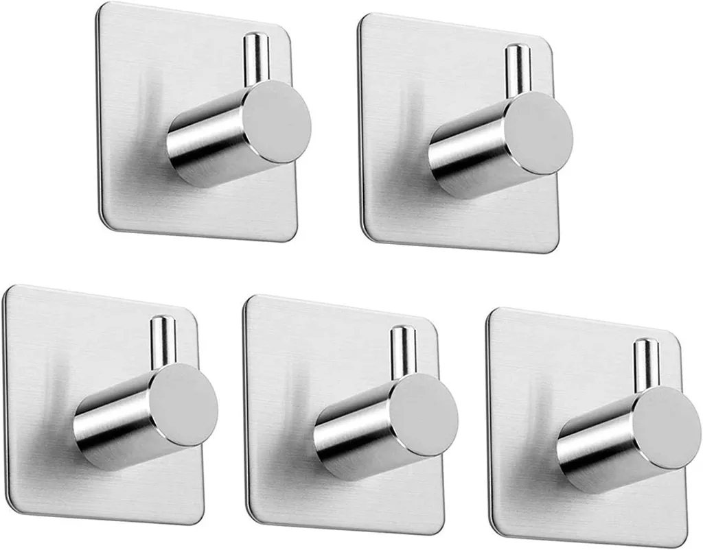 Crochets porte-serviettes sans perçage en inox argent lot de 5 pièces