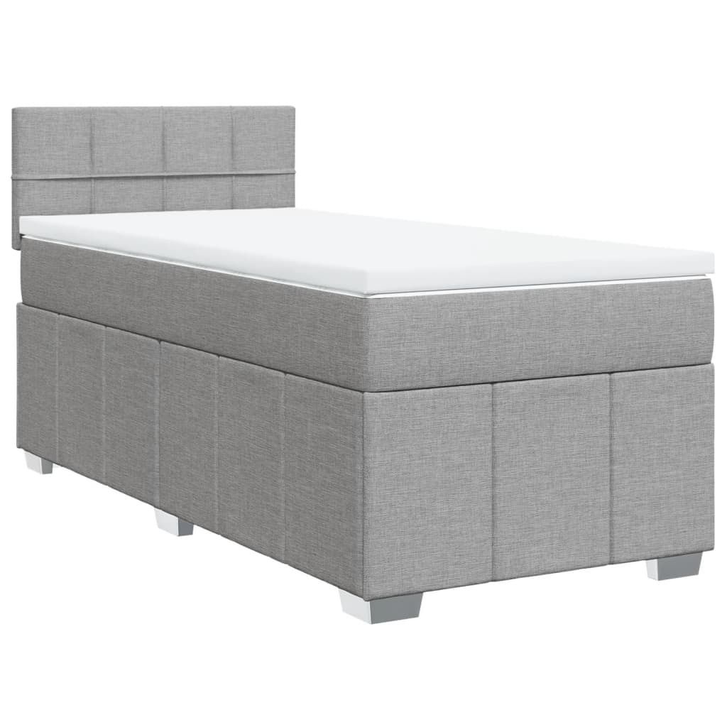 Möbel Boxspringbett Einzelbett - Gästezimmer - mit Matratze Hellgrau 80x200 cm Stoff - Polsterbett Klassische Betten CLORIS9112441