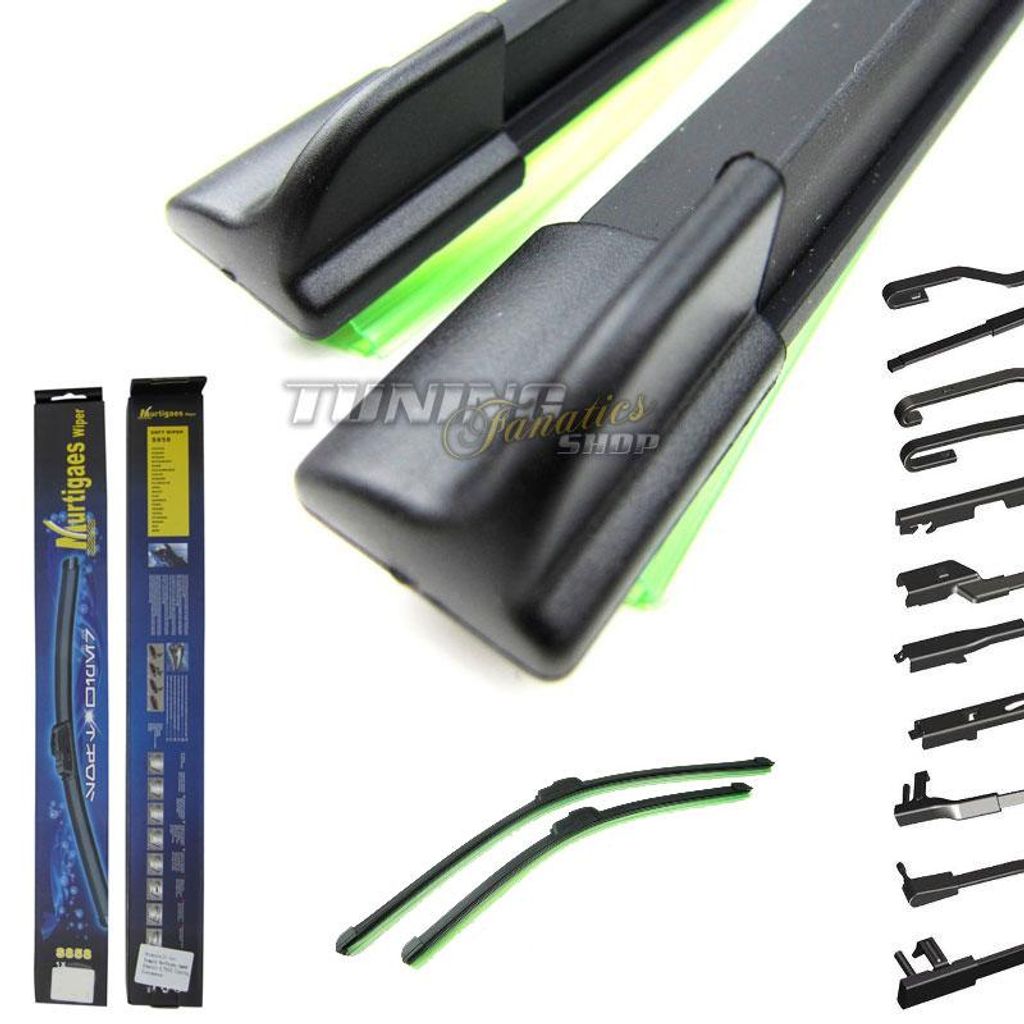 Scheibenwischer 2x Premium Soft Flat Flachbalken Adapter Produktbild 