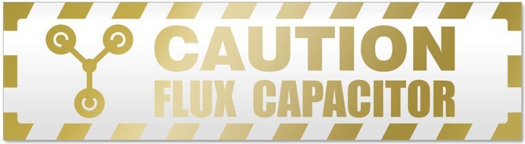 Kiwistar Flux Capacitor Caution gestreift Magnetschild Schild magnetisch - 20cm Gold - Magnetfolie für Auto PKW Kfz
