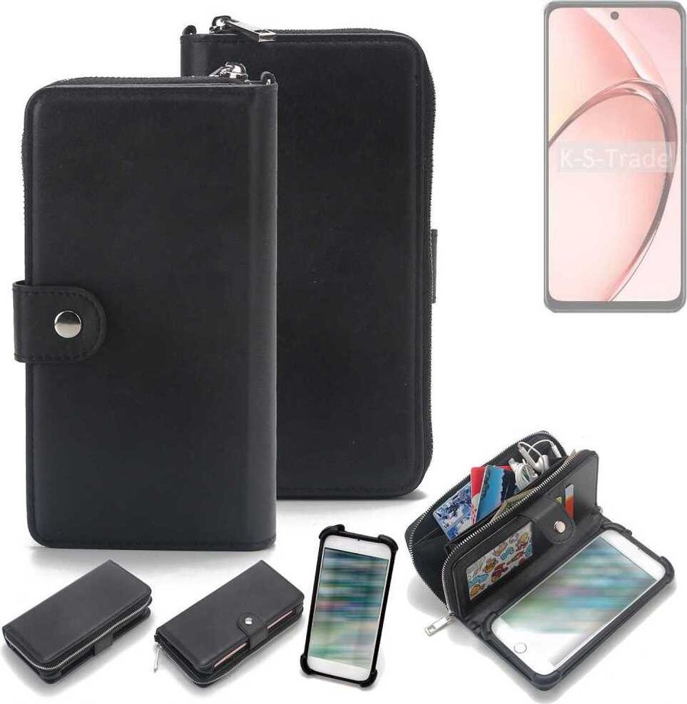K-S-Trade 2in1 Handyhülle Schutzhülle kompatibel mit Oppo A3 5G CPH2683 & Portemonnee Cover Handy Hülle Case Etui Geldbörse Wallet Bookstyle