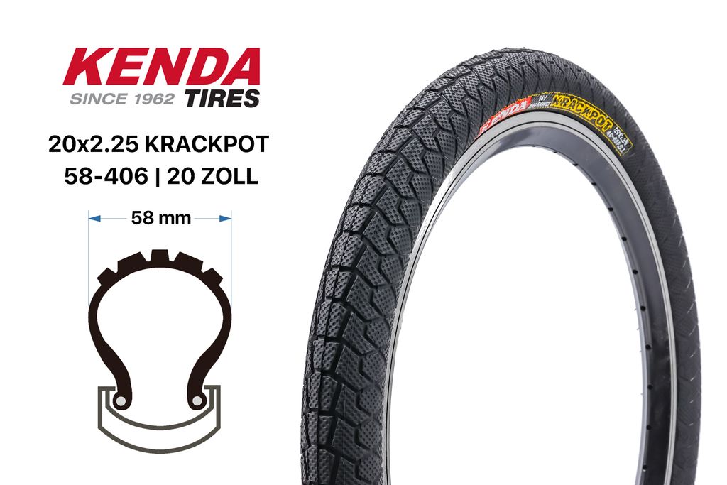 20 Zoll Kenda Fahrrad Reifen Krackpot 20x2.25 BMX Bike Street 58-406 Schwarz