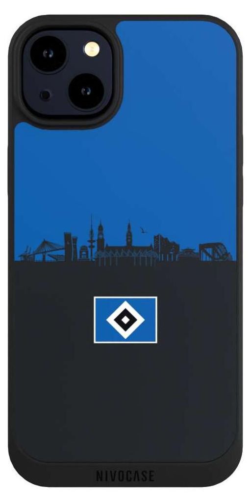 NIVOCASE Handyhülle für Apple iPhone 14 Plus Hülle NIVOpure Case Schwarz HSV Hamburg Skyline
