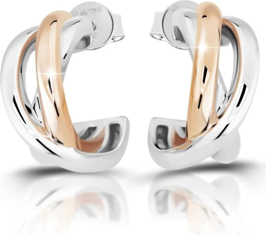 Boucles Cercles M23092 bicolores argentées au fini poli miroir éclatant