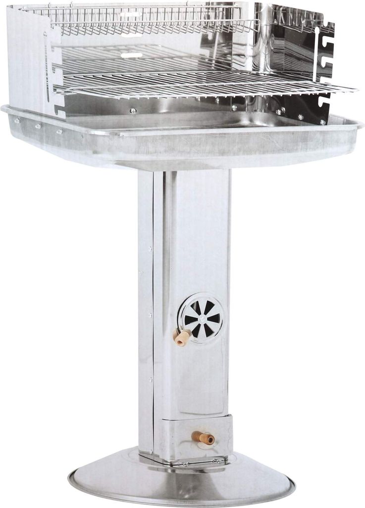 Edelstahl Säulengrill Family Star Kynast Holzkohle Grill 90 cm Höhe eckig