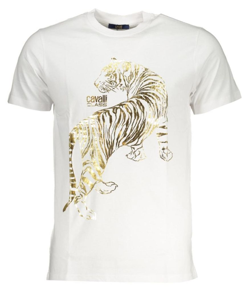 Cavalli Class Herren T-Shirt Tigerprint Weiß : Größe - XL Größe: XL