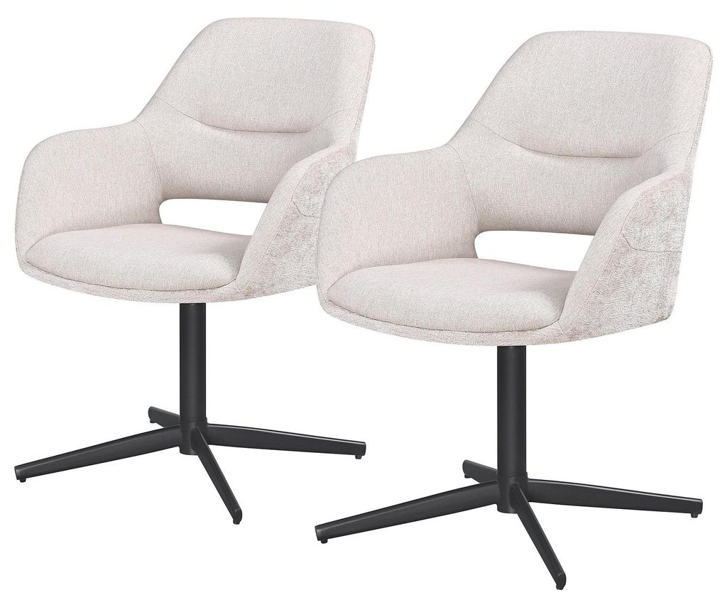 home24 Drehbarer Armlehnenstuhl - 2er-Set - Webstoff / Stahl