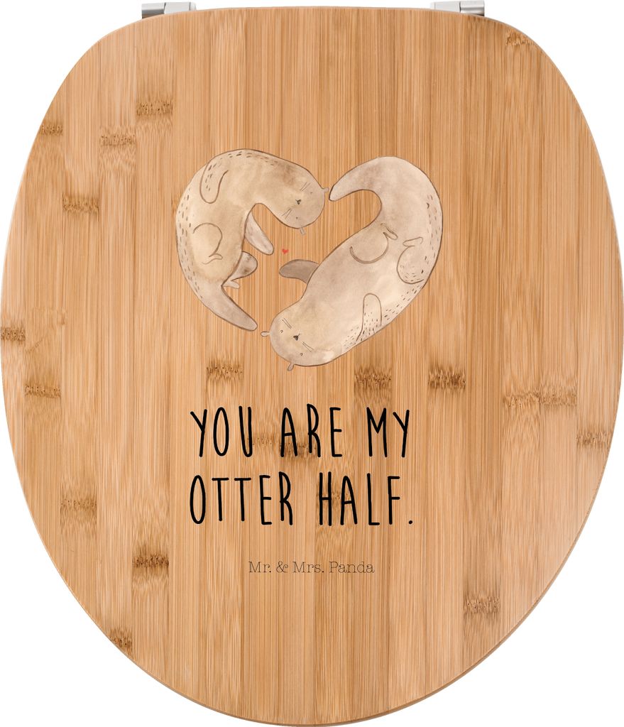 Mr. & Mrs. Panda Klo-Deckel Otter Herz - Transparent - Geschenk, Toilettendeckel, Hochzeitstag, Liebe, Paar, bambus toilettensitz, WC-Sitz, Klodeck...