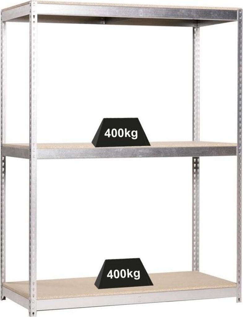 PROREGAL Schwerlastregal BIG WOOD YETI THREE | HxBxT 200x180x45cm | Fachlast 400kg | Verzinkt